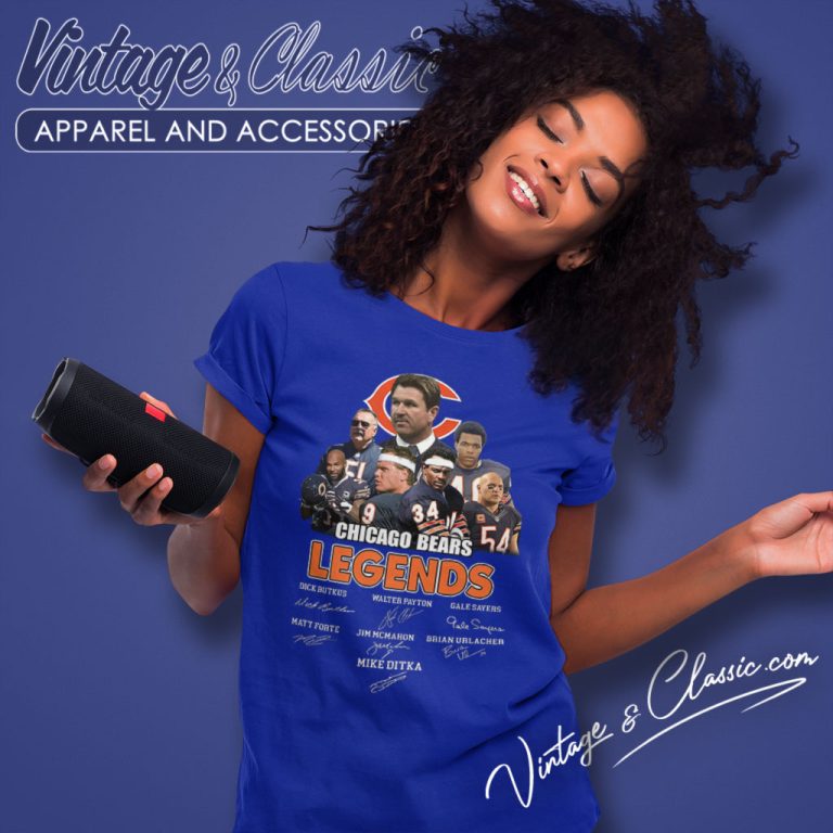 Chicago Bears Legends Dick Butkus Walter Payton Signatures Women T Shirt Chicago Bears Legends Dick Butkus Walter Payton Signatures Women T Shirt