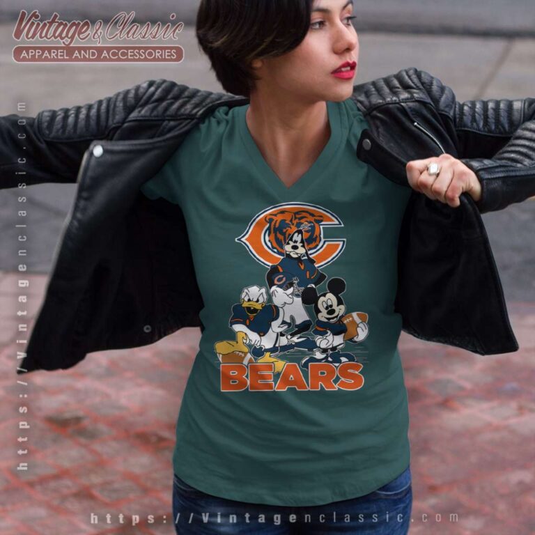 Chicago Bears Mickey Mouse Donald Duck Goofy V Neck TShirt Chicago Bears Mickey Mouse Donald Duck Goofy V Neck TShirt