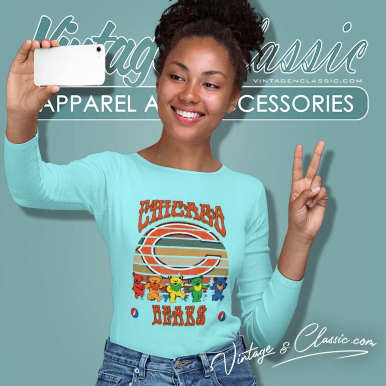 Chicago Bears Nfl Grateful Dancing Bears Retro Long Sleeve Tee Chicago Bears Nfl Grateful Dancing Bears Retro Long Sleeve Tee