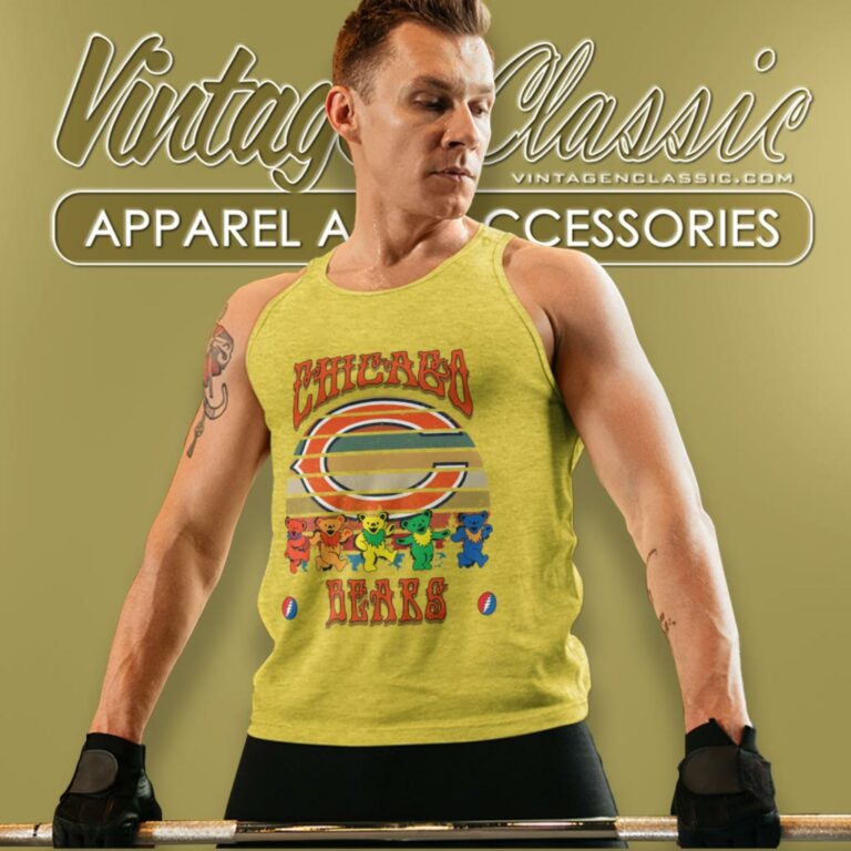 Chicago Bears Nfl Grateful Dancing Bears Retro Tank Top Racerback Chicago Bears Nfl Grateful Dancing Bears Retro Tank Top Racerback