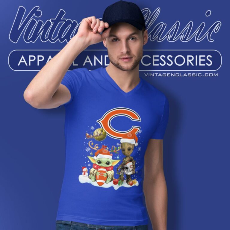 Chicago Bears Shirt Baby Yoda And Groot Santa Christmas V Neck TShirt Chicago Bears Shirt Baby Yoda And Groot Santa Christmas V Neck TShirt