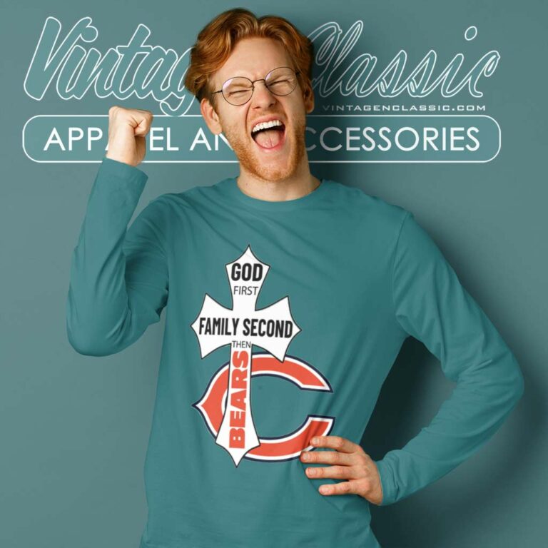 Chicago Bears Shirt God First Family Second Long Sleeve Tee Chicago Bears Shirt God First Family Second Long Sleeve Tee