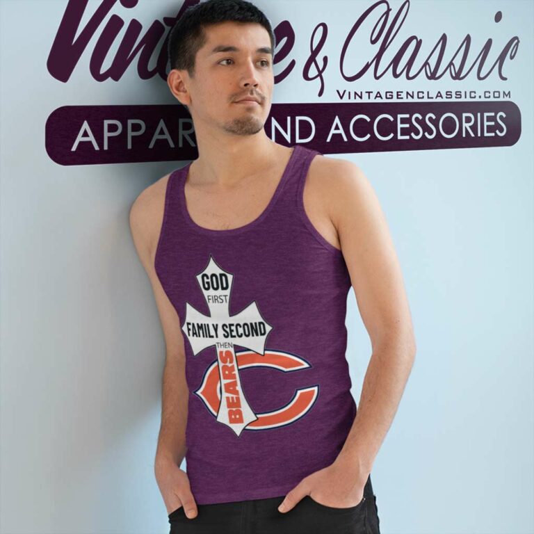 Chicago Bears Shirt God First Family Second Tank Top Racerback Chicago Bears Shirt God First Family Second Tank Top Racerback