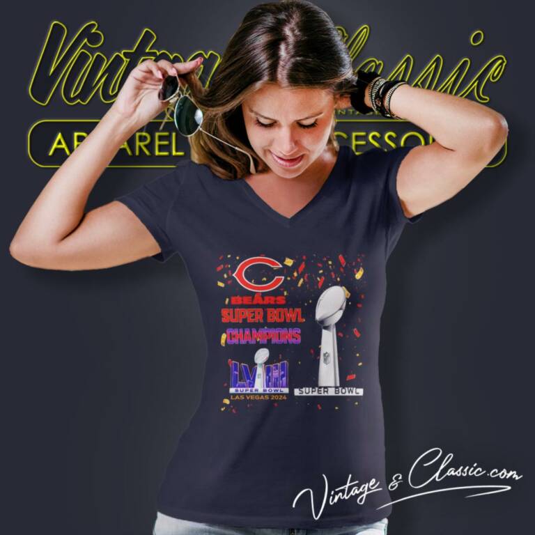 Chicago Bears Shirt Super Bowl Champions Lviii Las Vegas 2024 V Neck TShirt Chicago Bears Shirt Super Bowl Champions Lviii Las Vegas 2024 V Neck TShirt