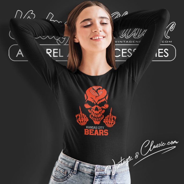 Chicago Bears Skull Middle Finger Long Sleeve Tee Chicago Bears Skull Middle Finger Long Sleeve Tee