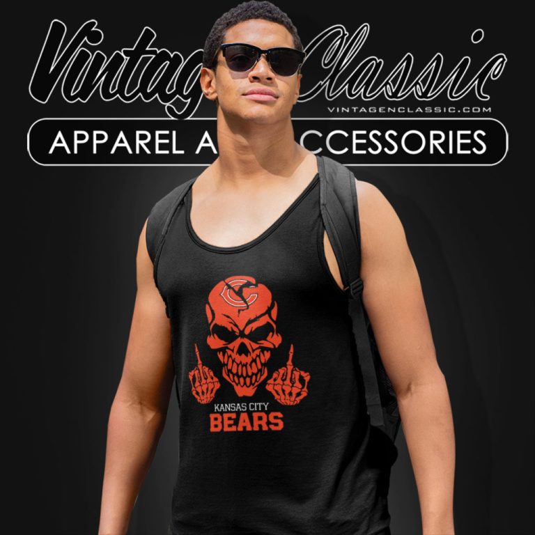 Chicago Bears Skull Middle Finger Tank Top Racerback Chicago Bears Skull Middle Finger Tank Top Racerback