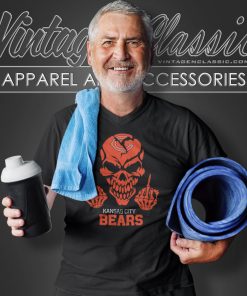 Chicago Bears Skull Middle Finger V Neck TShirt