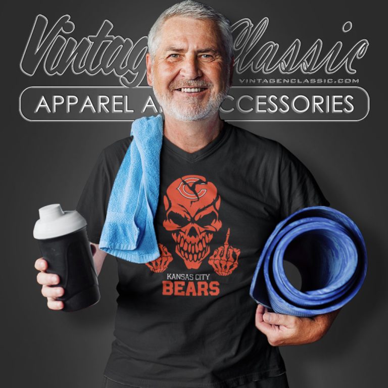 Chicago Bears Skull Middle Finger V Neck TShirt Chicago Bears Skull Middle Finger V Neck TShirt