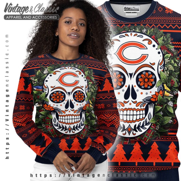 Chicago Bears Skull Ugly Christmas Sweater Women Ugly Sweater Chicago Bears Skull Ugly Christmas Sweater Women Ugly Sweater