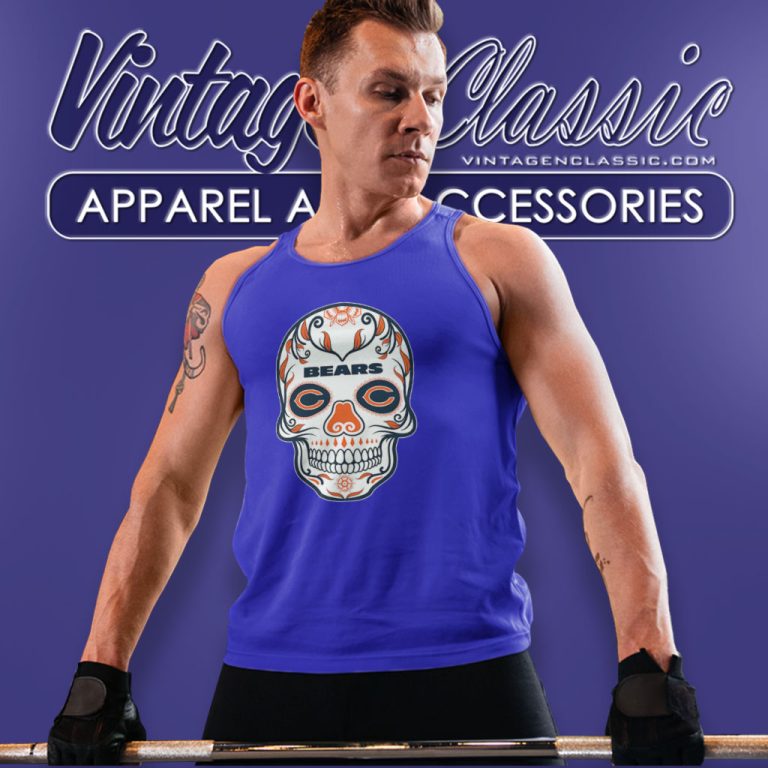 Chicago Bears Sugar Skull Tank Top Racerback Chicago Bears Sugar Skull Tank Top Racerback