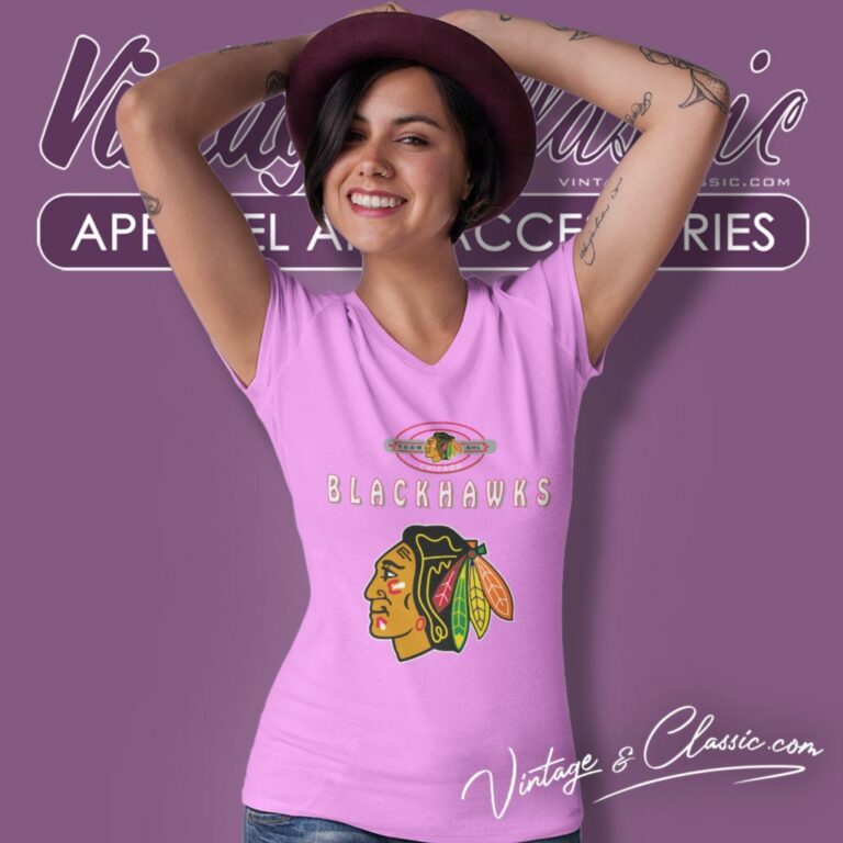 Chicago Blackhawks 1993 Nfl Big Logo V Neck TShirt Chicago Blackhawks 1993 Nfl Big Logo V Neck TShirt
