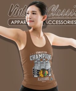 Chicago Blackhawks 2015 Stanley Cup Champs 6x Champions Trophies Tank Top Racerback