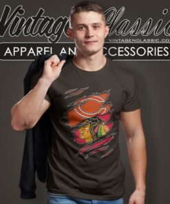 Chicago Blackhawks And Chicago Bears Layer T Shirt