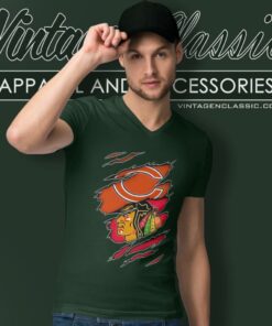 Chicago Blackhawks And Chicago Bears Layer V Neck TShirt