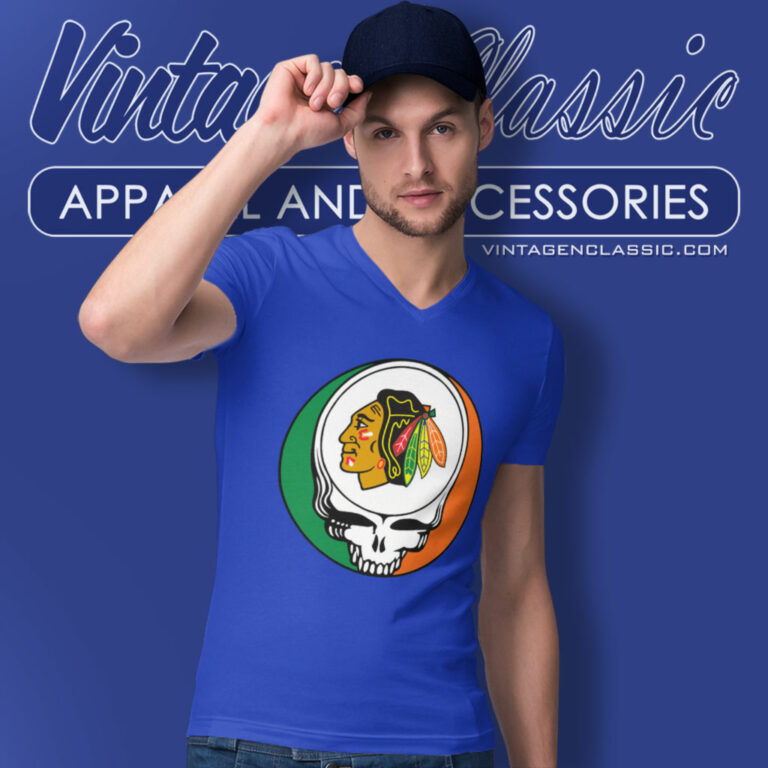 Chicago Blackhawks Grateful Dead Steal Your Face V Neck TShirt Chicago Blackhawks Grateful Dead Steal Your Face V Neck TShirt