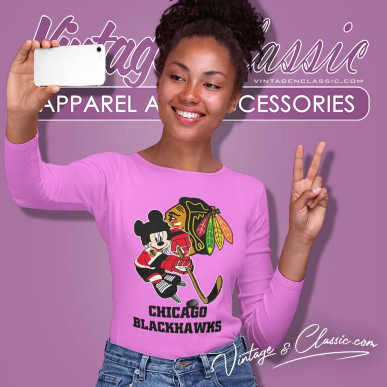 Chicago Blackhawks Mickey Mouse Disney Long Sleeve Tee Chicago Blackhawks Mickey Mouse Disney Long Sleeve Tee