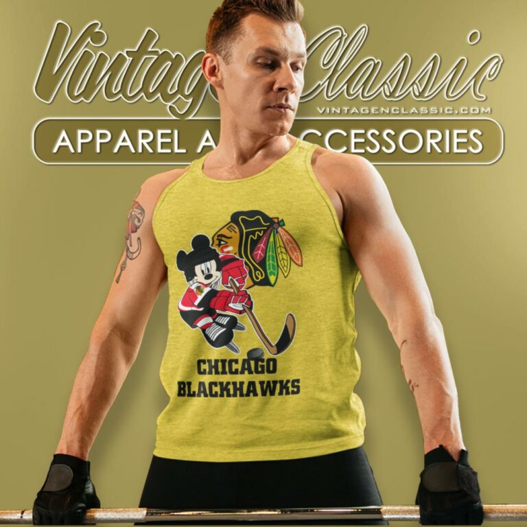 Chicago Blackhawks Mickey Mouse Disney Tank Top Racerback Chicago Blackhawks Mickey Mouse Disney Tank Top Racerback