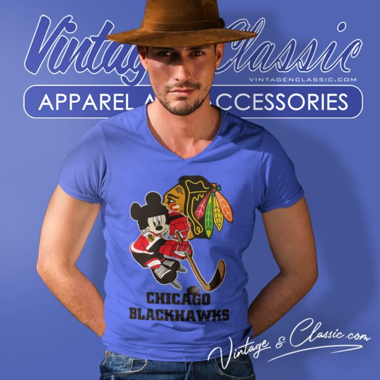 Chicago Blackhawks Mickey Mouse Disney V Neck TShirt Chicago Blackhawks Mickey Mouse Disney V Neck TShirt