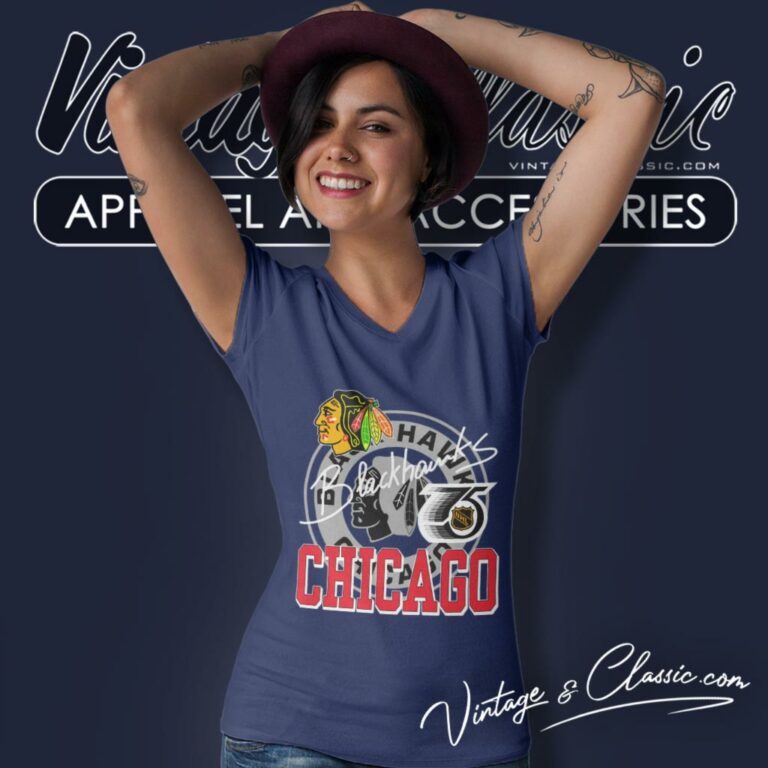 Chicago Blackhawks Nhl Hockey Faded V Neck TShirt Chicago Blackhawks Nhl Hockey Faded V Neck TShirt