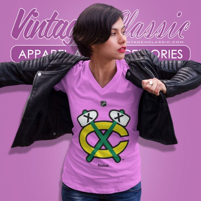 Chicago Blackhawks Old Emblem Throwback Logo V Neck TShirt Chicago Blackhawks Old Emblem Throwback Logo V Neck TShirt