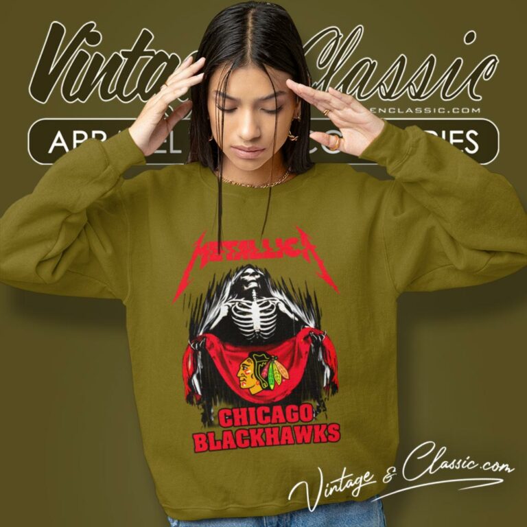 Chicago Blackhawks Skeleton Metallic Sweatshirt Chicago Blackhawks Skeleton Metallic Sweatshirt