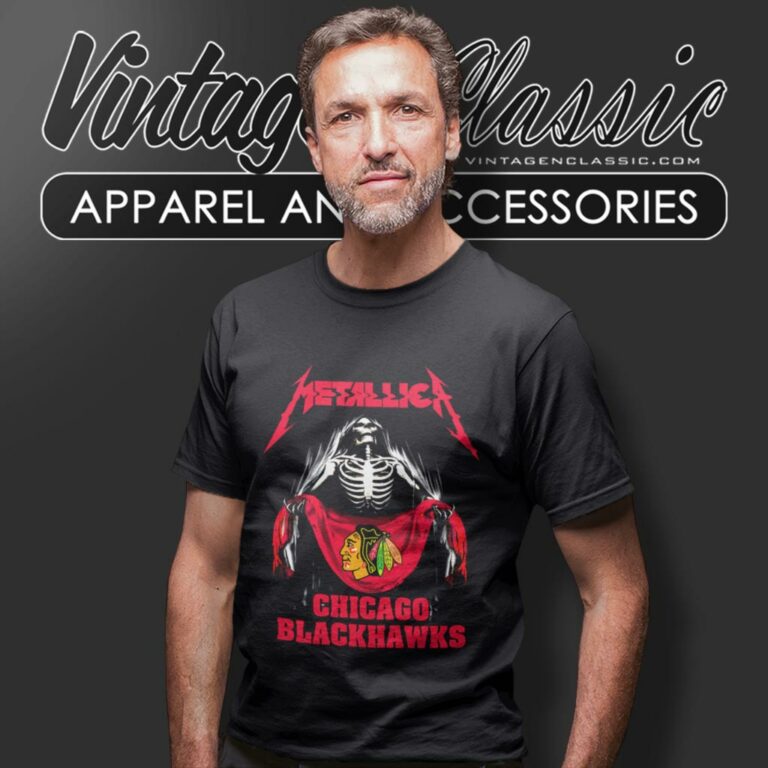 Chicago Blackhawks Skeleton Metallic T Shirt Chicago Blackhawks Skeleton Metallic T Shirt