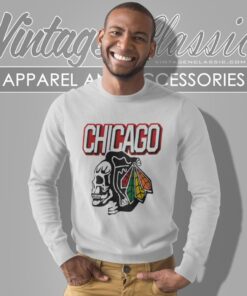 Chicago Blackhawks Skull Retro Nhl Sweatshirt