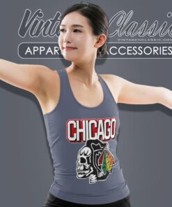 Chicago Blackhawks Skull Retro Nhl Tank Top Racerback