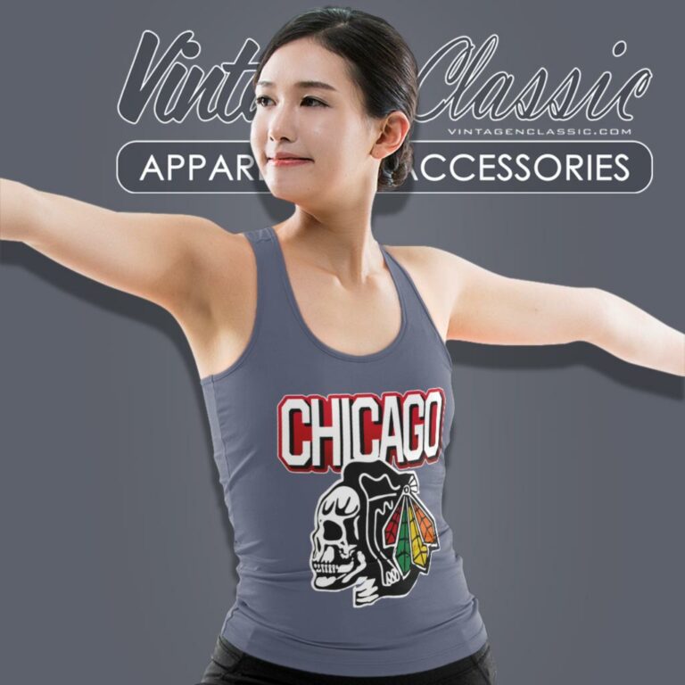 Chicago Blackhawks Skull Retro Nhl Tank Top Racerback Chicago Blackhawks Skull Retro Nhl Tank Top Racerback