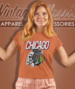 Chicago Blackhawks Skull Retro Nhl Women T Shirt