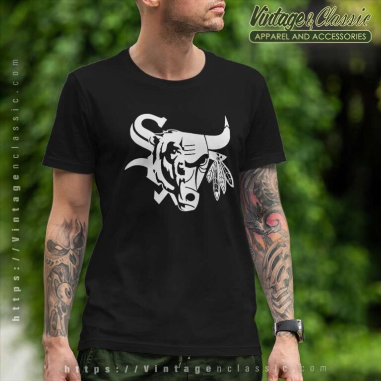 Chicago Bulls Blackhawks Bears Sox Mash Up T Shirt Chicago Bulls Blackhawks Bears Sox Mash Up T Shirt