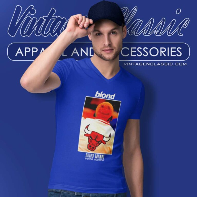 Chicago Bulls Blond Dennis Rodman Barcode V Neck TShirt Chicago Bulls Blond Dennis Rodman Barcode V Neck TShirt