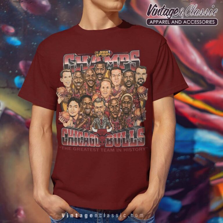 Chicago Bulls Champions Caricature Maroon T Shirt Chicago Bulls Champions Caricature Maroon T Shirt