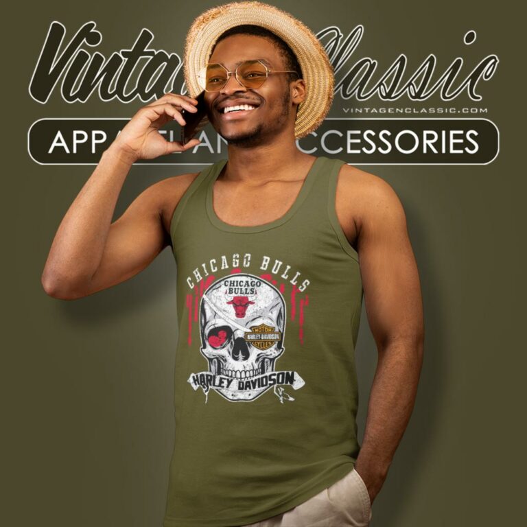 Chicago Bulls Harley Davidson Skull Tank Top Racerback Chicago Bulls Harley Davidson Skull Tank Top Racerback