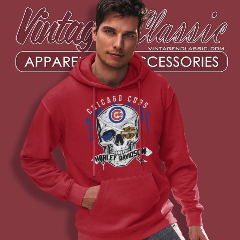 Chicago Cubs Harley Davidson Skull Hoodie Chicago Cubs Harley Davidson Skull Hoodie