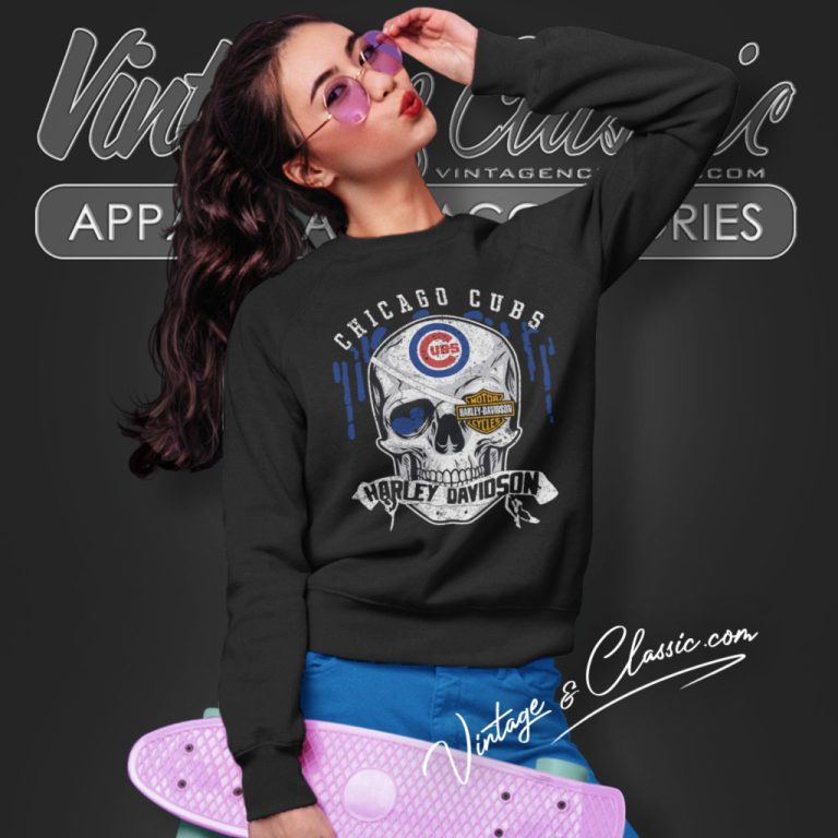 Chicago Cubs Harley Davidson Skull Sweatshirt Chicago Cubs Harley Davidson Skull Sweatshirt