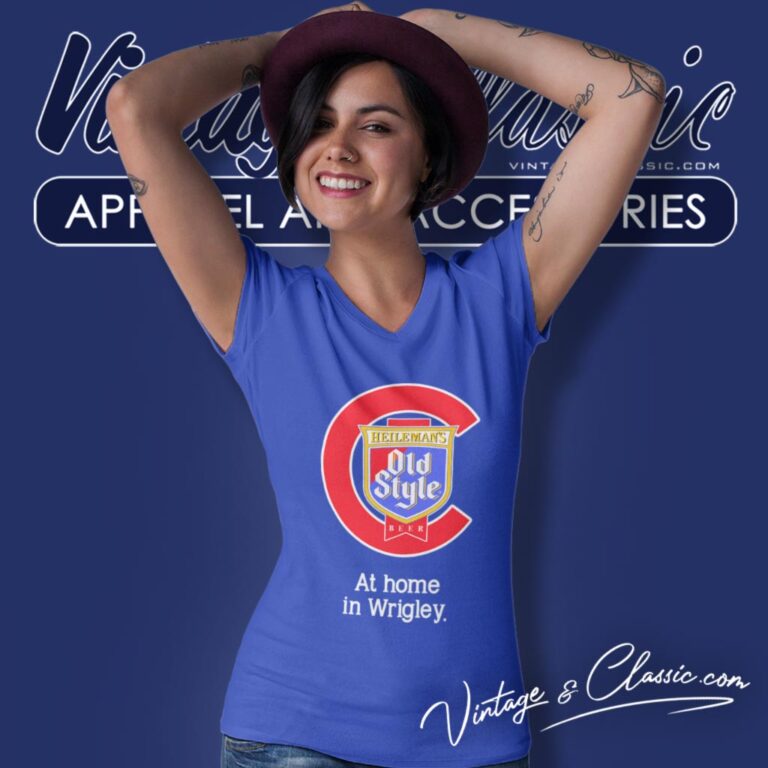 Chicago Cubs Heilemans Old Style Beer Wrigley V Neck TShirt Chicago Cubs Heilemans Old Style Beer Wrigley V Neck TShirt