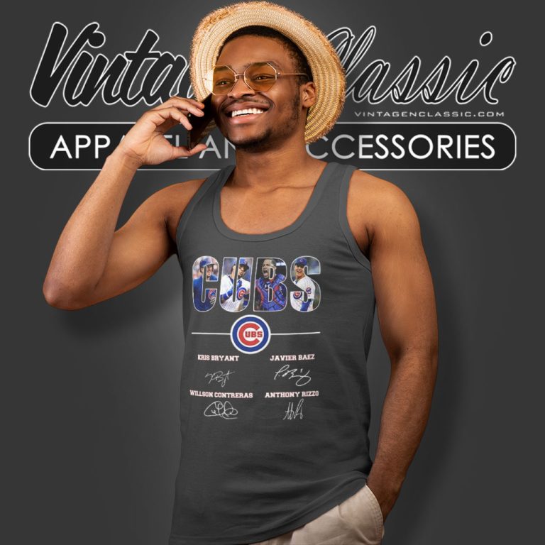 Chicago Cubs Kris Bryant Javier Baez Willson Contreras Anthony Rizzo Tank Top Racerback Chicago Cubs Kris Bryant Javier Baez Willson Contreras Anthony Rizzo Tank Top Racerback