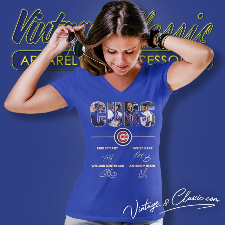 Chicago Cubs Kris Bryant Javier Baez Willson Contreras Anthony Rizzo V Neck TShirt Chicago Cubs Kris Bryant Javier Baez Willson Contreras Anthony Rizzo V Neck TShirt