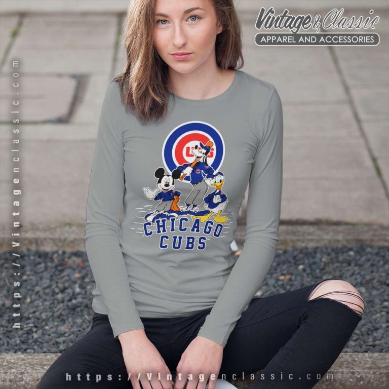 Chicago Cubs Mickey Mouse Donald Duck Goofy Long Sleeve Tee Chicago Cubs Mickey Mouse Donald Duck Goofy Long Sleeve Tee