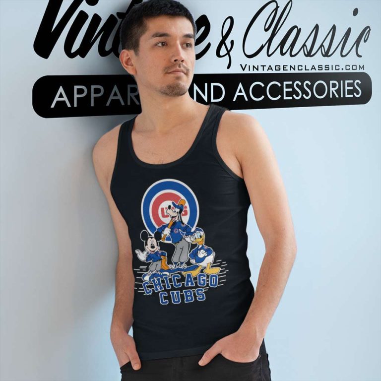 Chicago Cubs Mickey Mouse Donald Duck Goofy Tank Top Racerback Chicago Cubs Mickey Mouse Donald Duck Goofy Tank Top Racerback