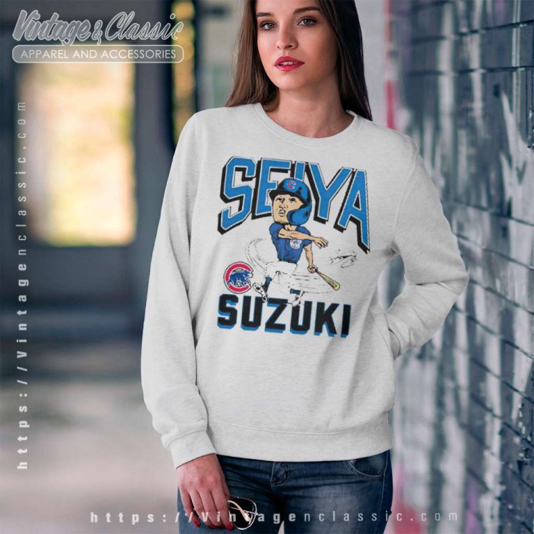 Chicago Cubs Seiya Suzuki Hit The Ball Signature Sweatshirt Chicago Cubs Seiya Suzuki Hit The Ball Signature Sweatshirt