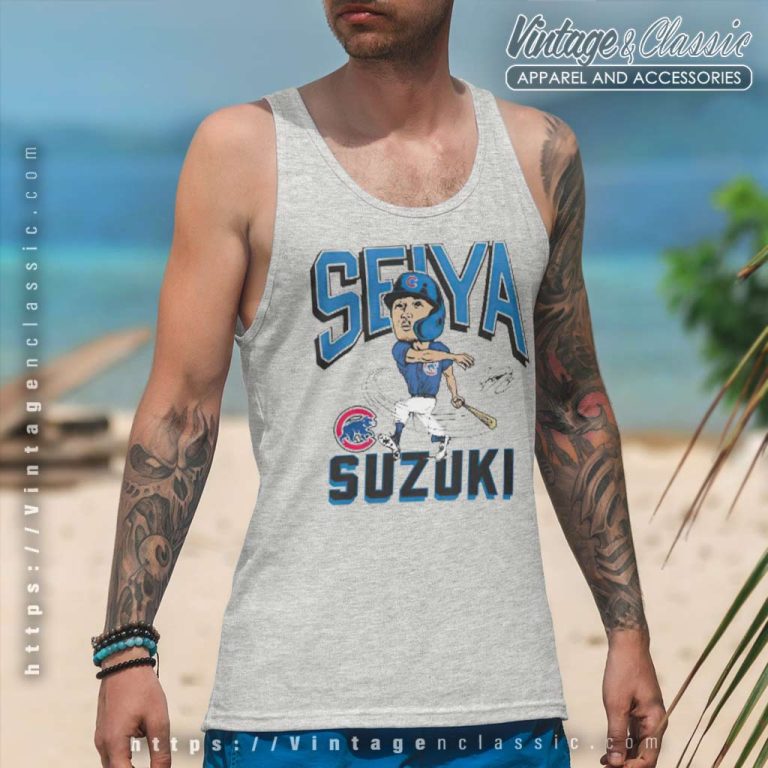 Chicago Cubs Seiya Suzuki Hit The Ball Signature Tank Top Racerback Chicago Cubs Seiya Suzuki Hit The Ball Signature Tank Top Racerback