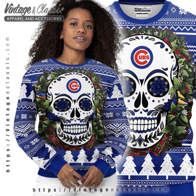Chicago Cubs Skull Ugly Christmas Sweater Women Ugly Sweater Chicago Cubs Skull Ugly Christmas Sweater Women Ugly Sweater