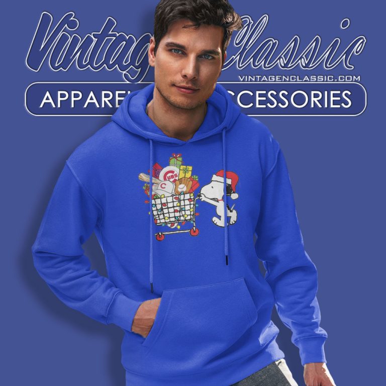 Chicago Cubs Snoopy Pushing Cart Full Of Christmas Hoodie Chicago Cubs Snoopy Pushing Cart Full Of Christmas Hoodie