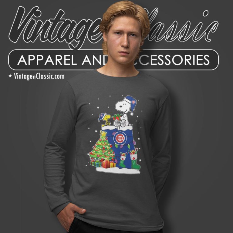 Chicago Cubs Snoopy Woodstock Christmas Long Sleeve Tee Chicago Cubs Snoopy Woodstock Christmas Long Sleeve Tee