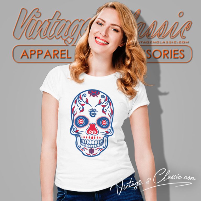 Chicago Cubs Sugar Skull Women T Shirt Chicago Cubs Sugar Skull Women T Shirt