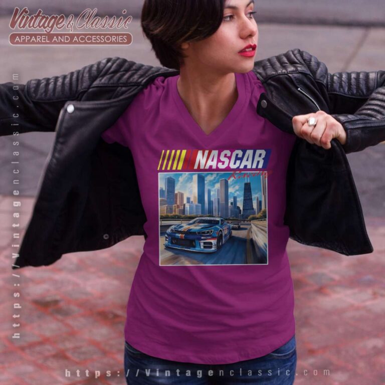 Chicago Nascar Racing Grant Park Skyline V Neck TShirt Chicago Nascar Racing Grant Park Skyline V Neck TShirt