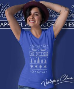 Chicago Ugly Christmas V Neck TShirt 1