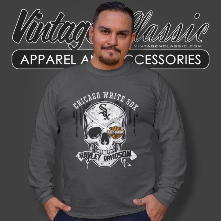 Chicago White Sox Harley Davidson Skull Long Sleeve Tee Chicago White Sox Harley Davidson Skull Long Sleeve Tee